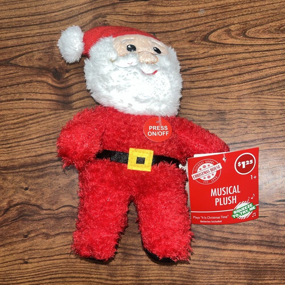 7 In Musical Plush Santa Claus - On/Off Squeeze To Try Me NWT
